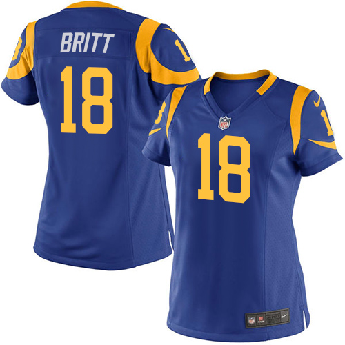 Women's Game Kenny Britt Nike Jersey Royal Blue Alternate - #18 NFL Los Angeles Rams